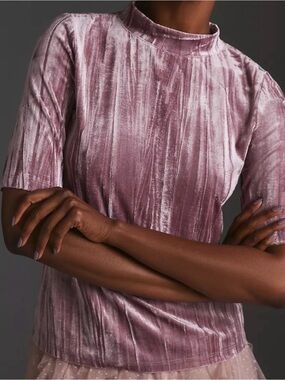 Anthropologie Pilcro Velveteen Mock Neck Top Size Small